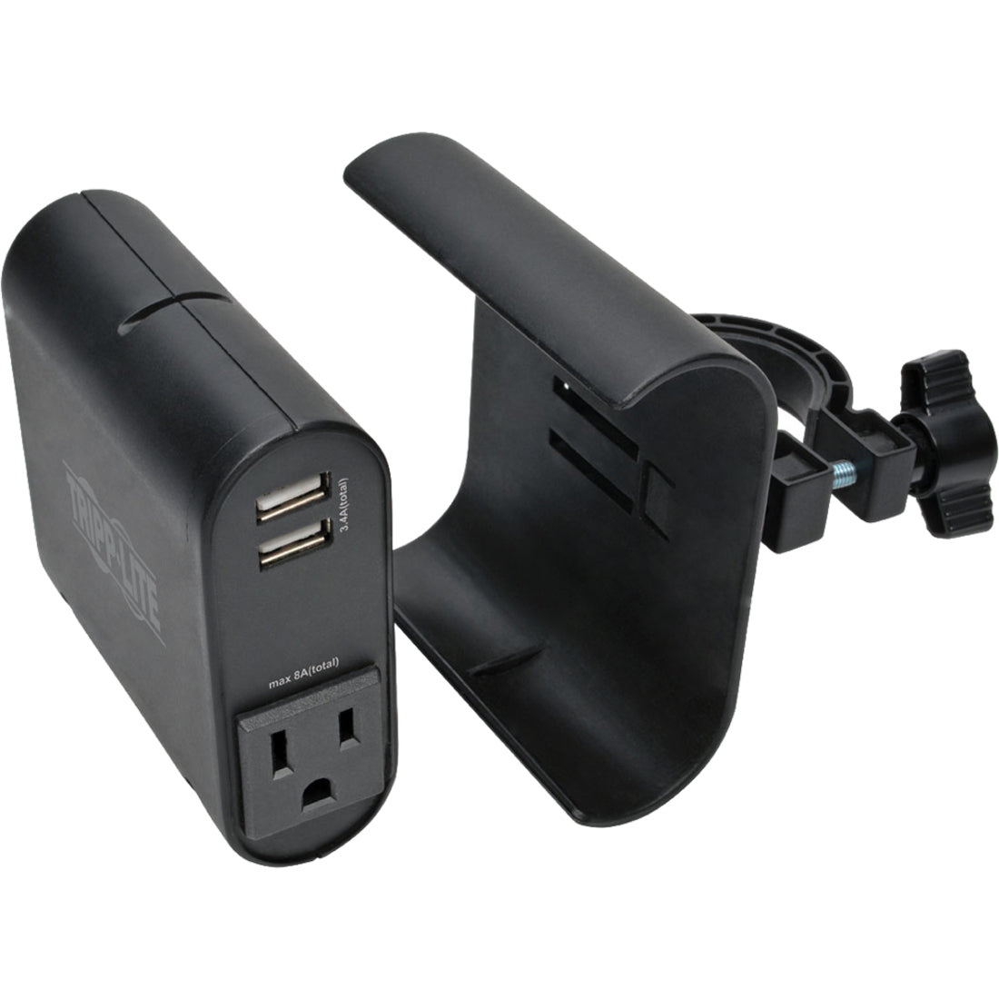 Tripp Lite DMACUSB AC/USB Charging Clip for Display Mounts, 2 USB Ports & 2 5-15R, Surge Protection