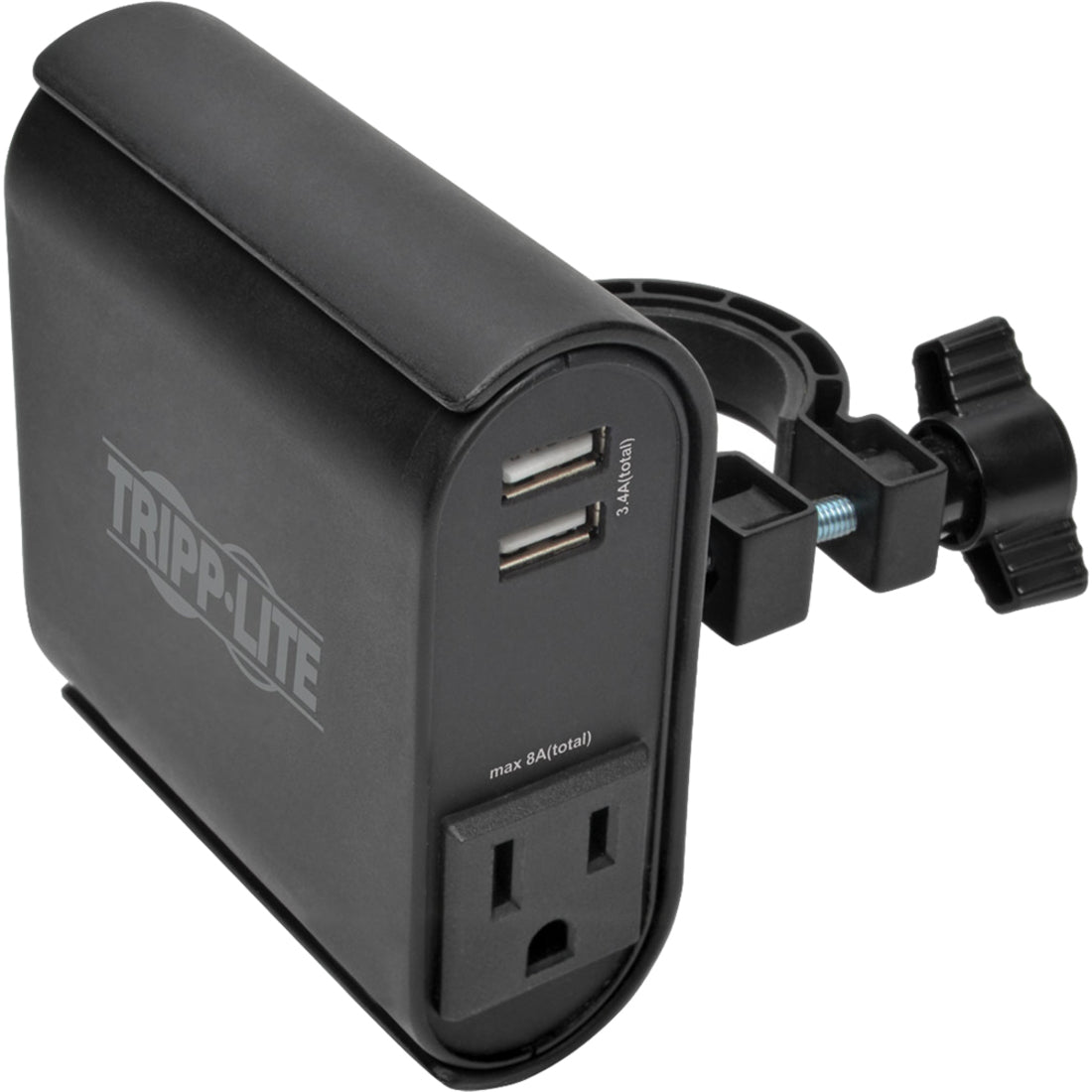 Tripp Lite DMACUSB AC/USB Charging Clip for Display Mounts, 2 USB Ports & 2 5-15R, Surge Protection