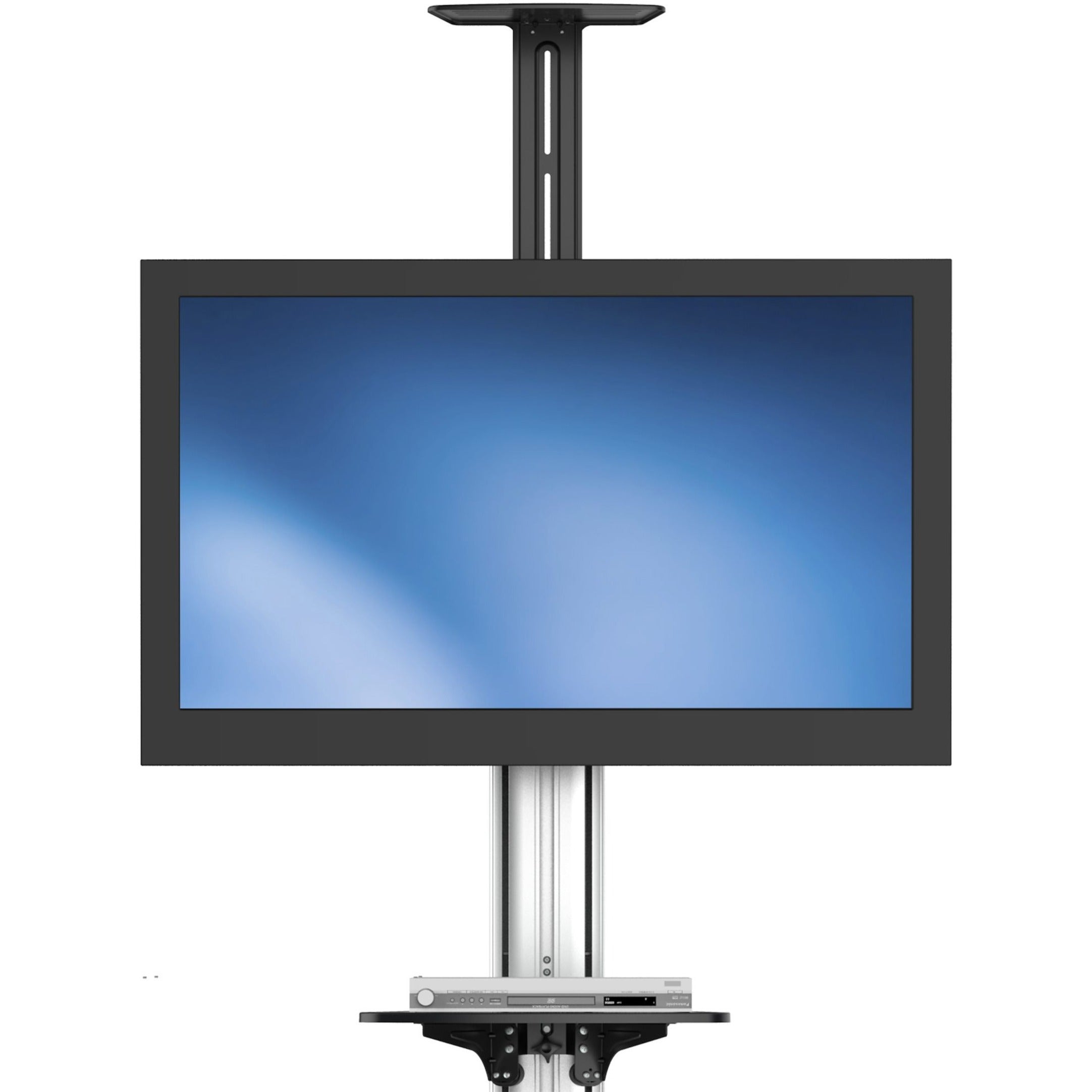 Front view of TV cart showing mounted display and AV equipment shelf-alternate-image5