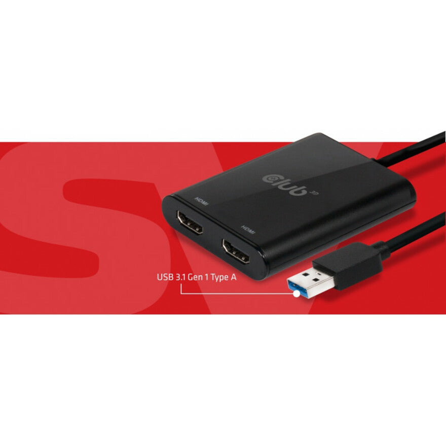 Club 3D CSV-1474 USB A to HDMI 2.0 Dual Monitor 4K 60Hz, External Graphic Adapter