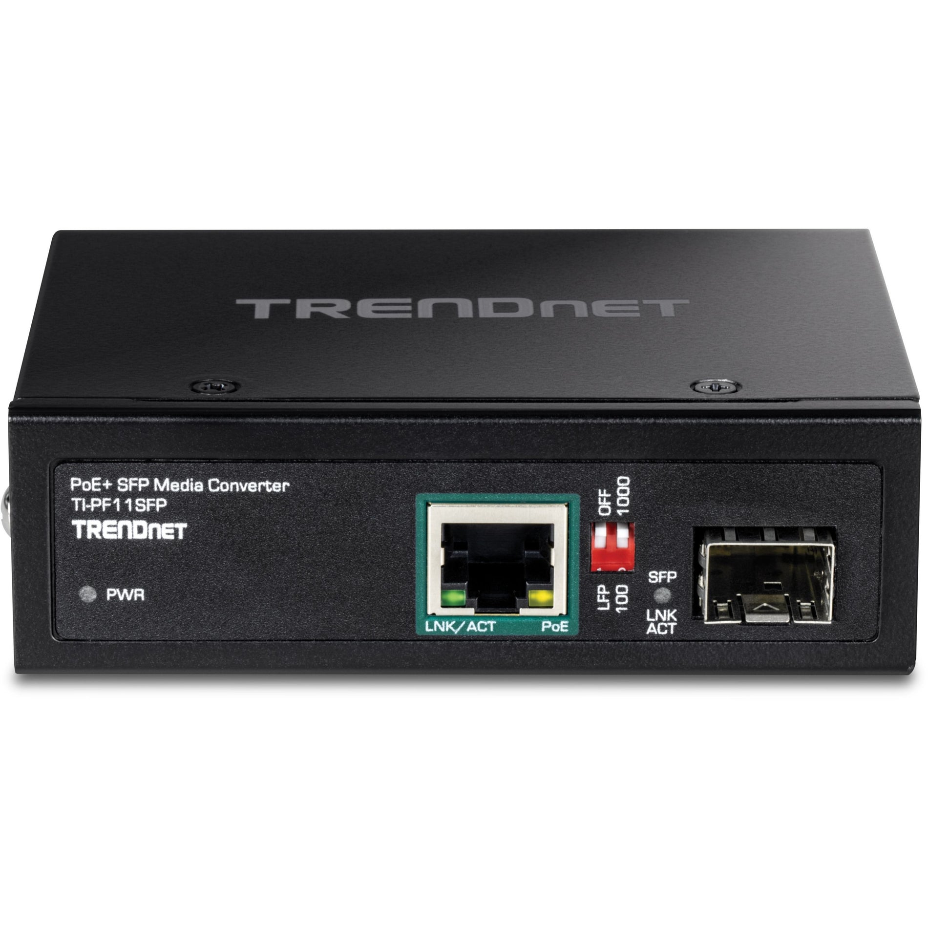 TRENDnet TI-PF11SFP Hardened Industrial SFP to Gigabit PoE+ Media Converter, Reliable Network Connectivity Solution