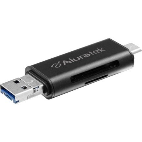 Aluratek AUCRC300F USB 3.1 / Type-C / Micro USB OTG (On-The-Go) SD and Micro SD Card Reader, Quick and Easy Data Transfer
