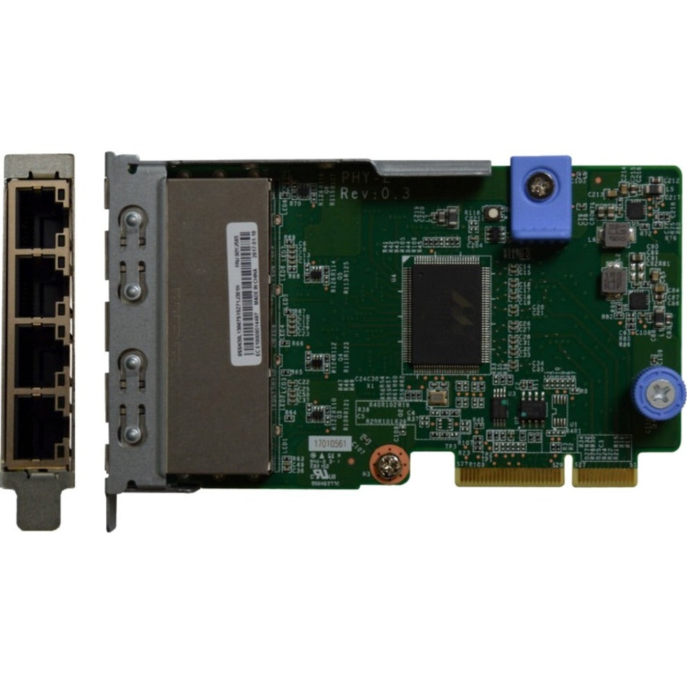 Lenovo 7ZT7A00545 ThinkSystem 1Gb 4-Port RJ45 LOM, Gigabit Ethernet Card