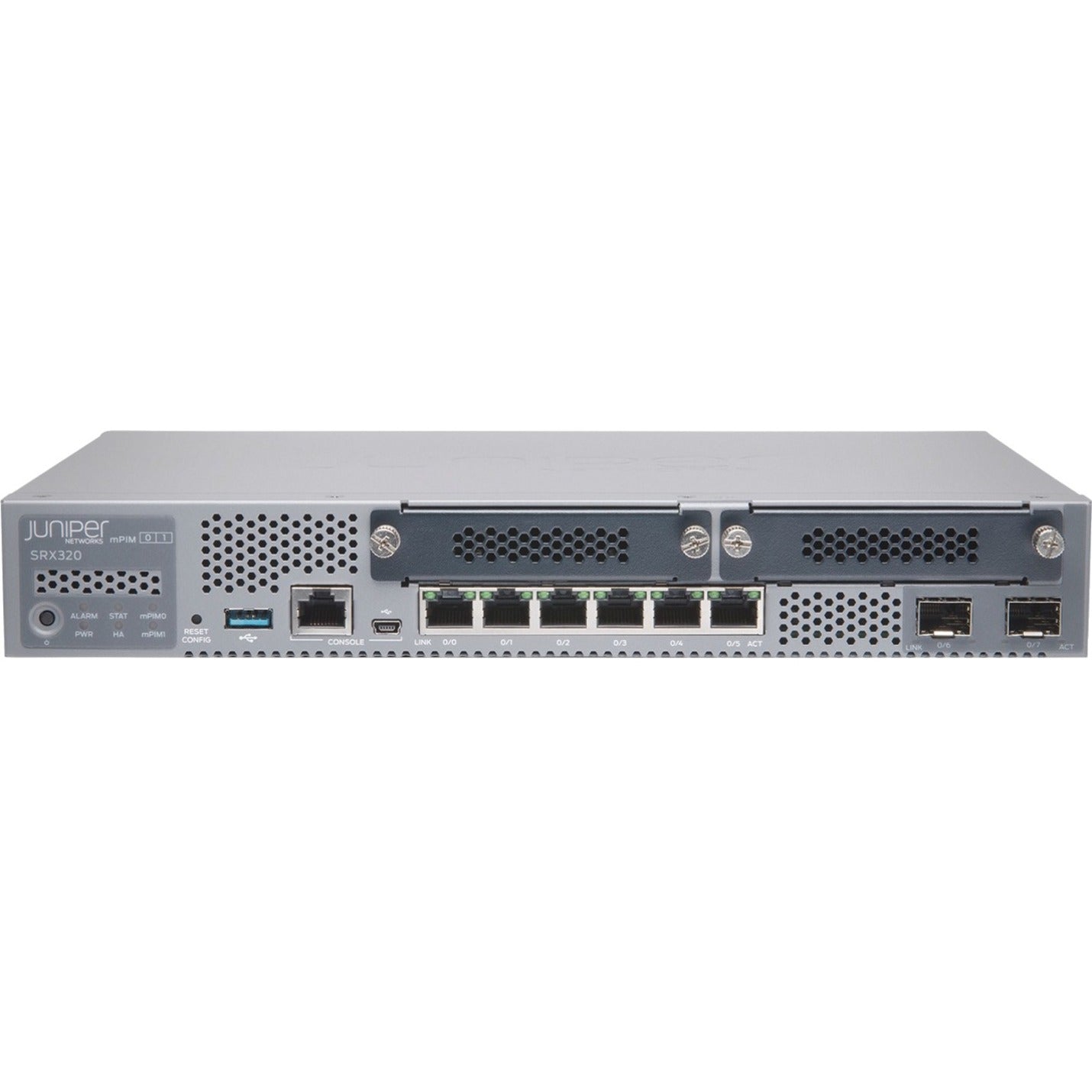 Juniper SRX320-SYS-JB-P SRX320 Router, Gigabit Ethernet, 4 Expansion Slots, 6 Ports