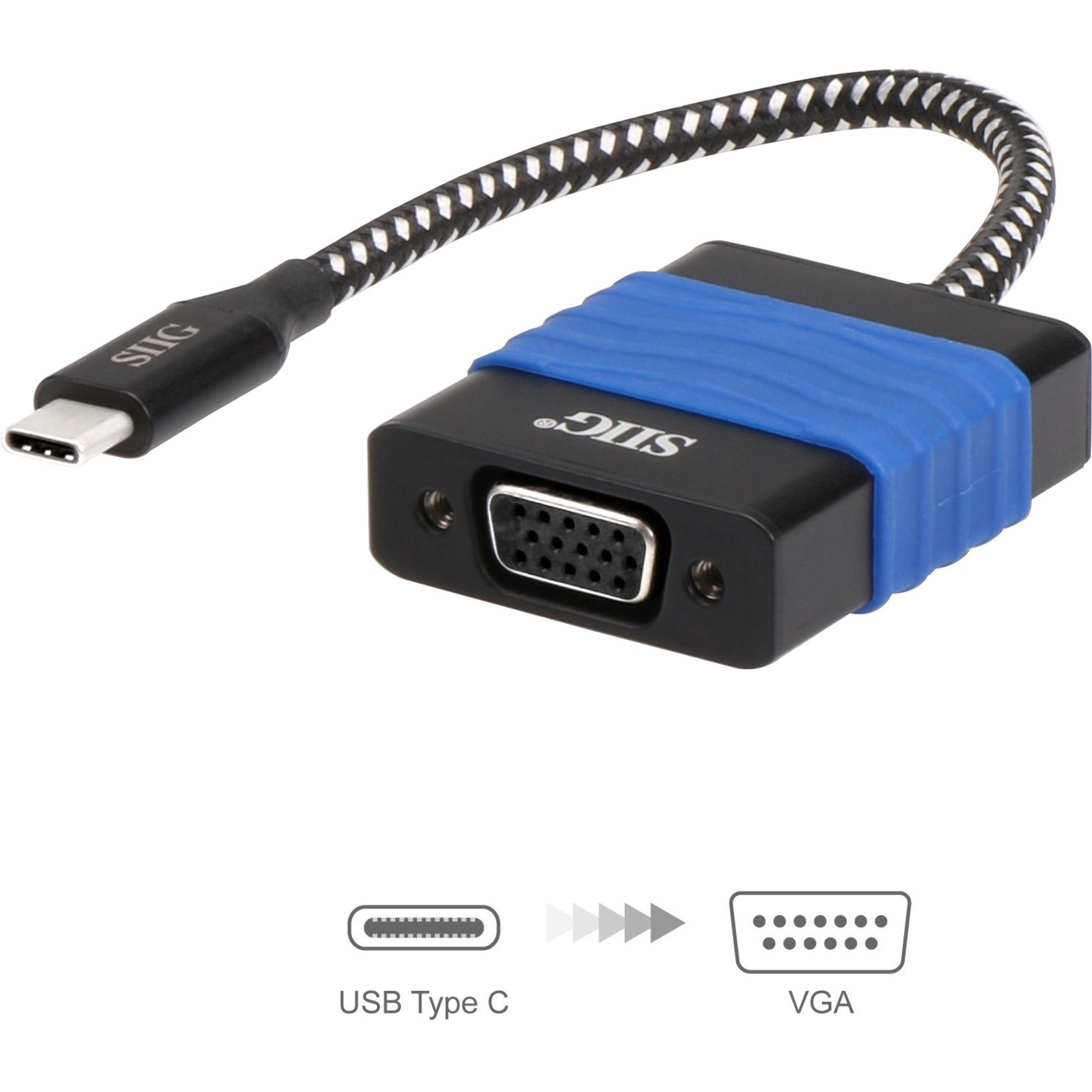SIIG CB-TC0114-S2 USB Type-C to VGA Video Cable Adapter, Mac Compatible