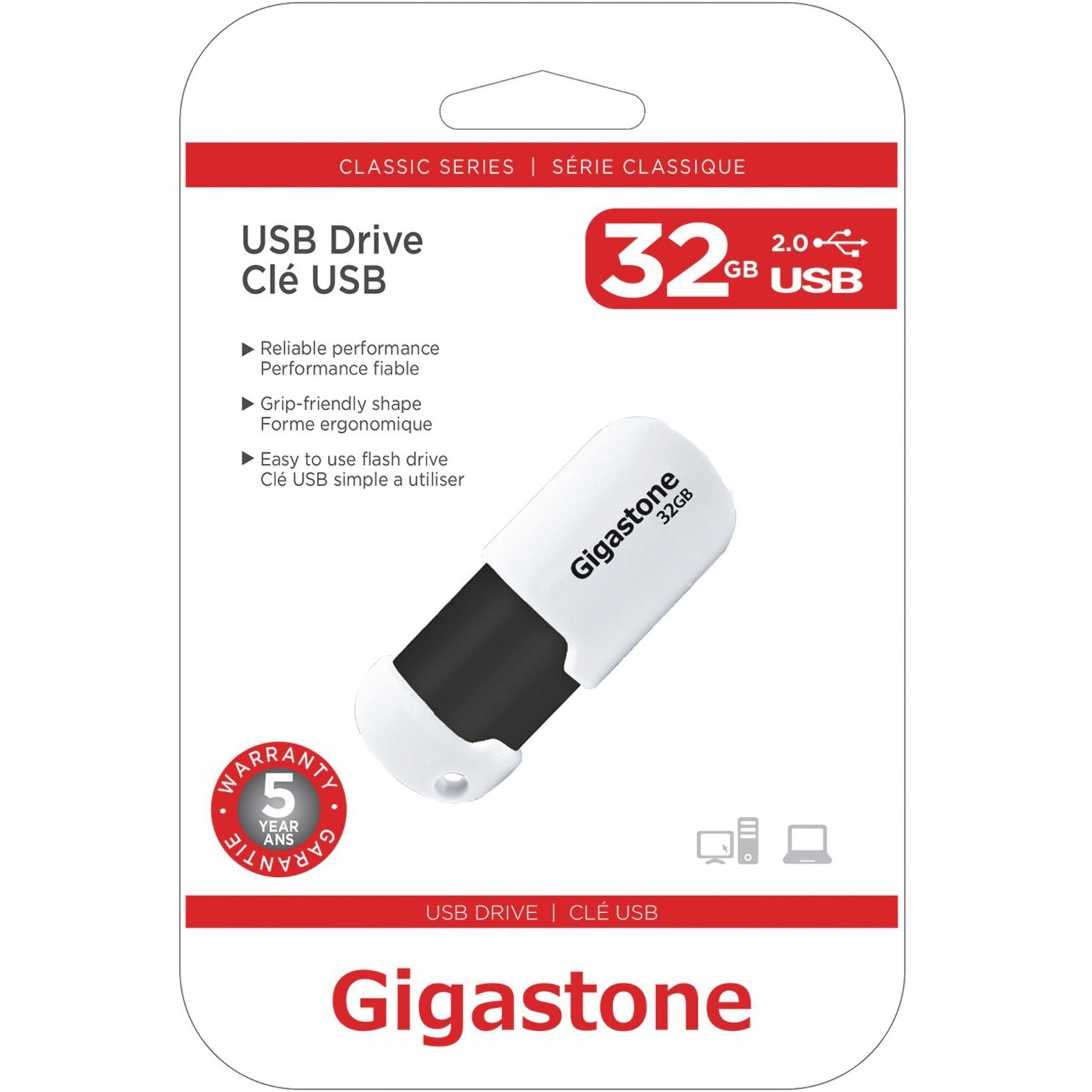 Gigastone GS-Z32GCNBL-R 32GB Classic USB 2.0 Flash Drive, 5 Year Warranty, Retail Package