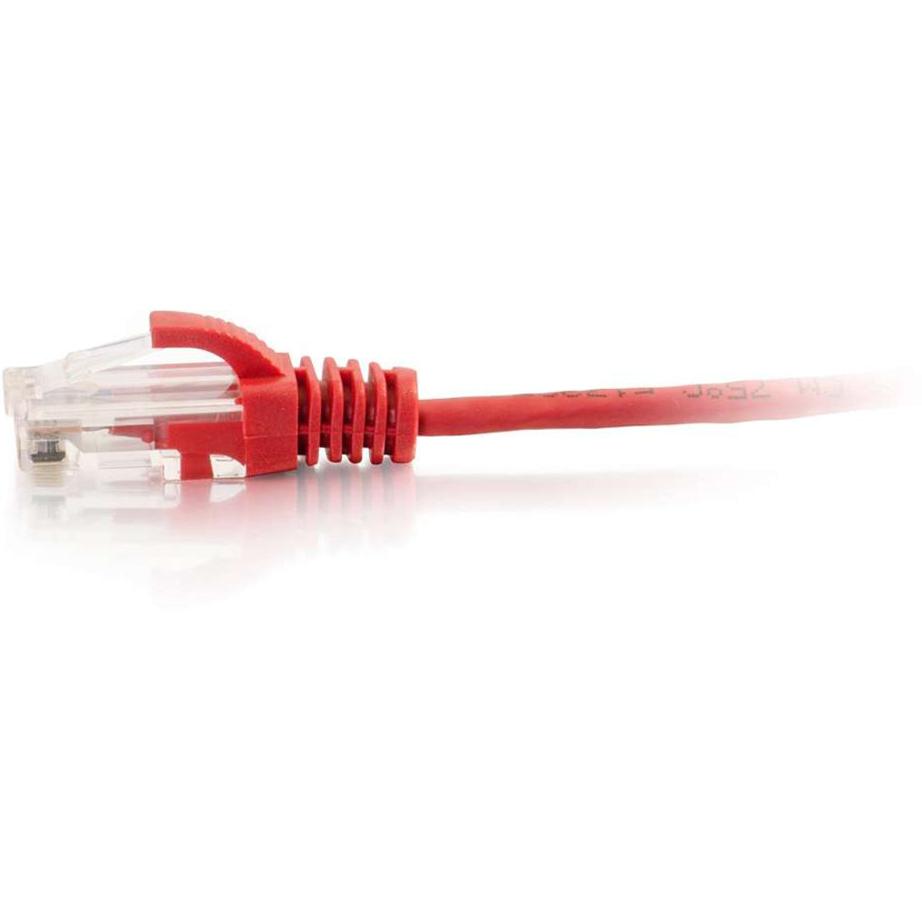 C2G 01165 1ft Cat6 Slim Snagless Ethernet Cable, Red, Lifetime Warranty