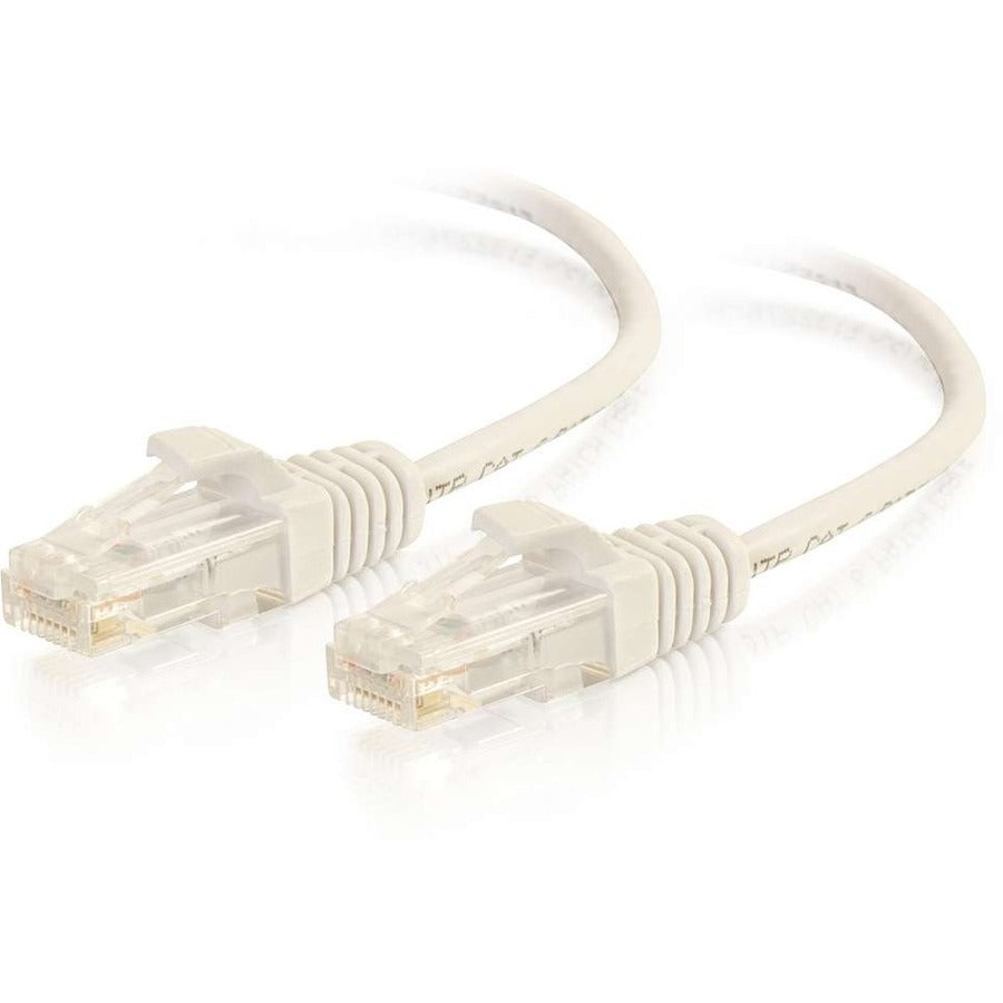 C2G 01185 1ft Cat6 Snagless Ethernet Patch Cable - White, Slim Design, Lifetime Warranty