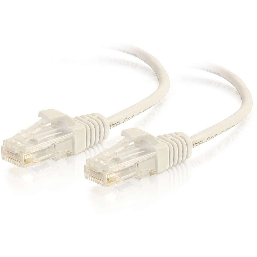 C2G 01188 7ft Cat6 Slim Snagless Ethernet Cable, White - High-Speed Internet Connection for Network Devices