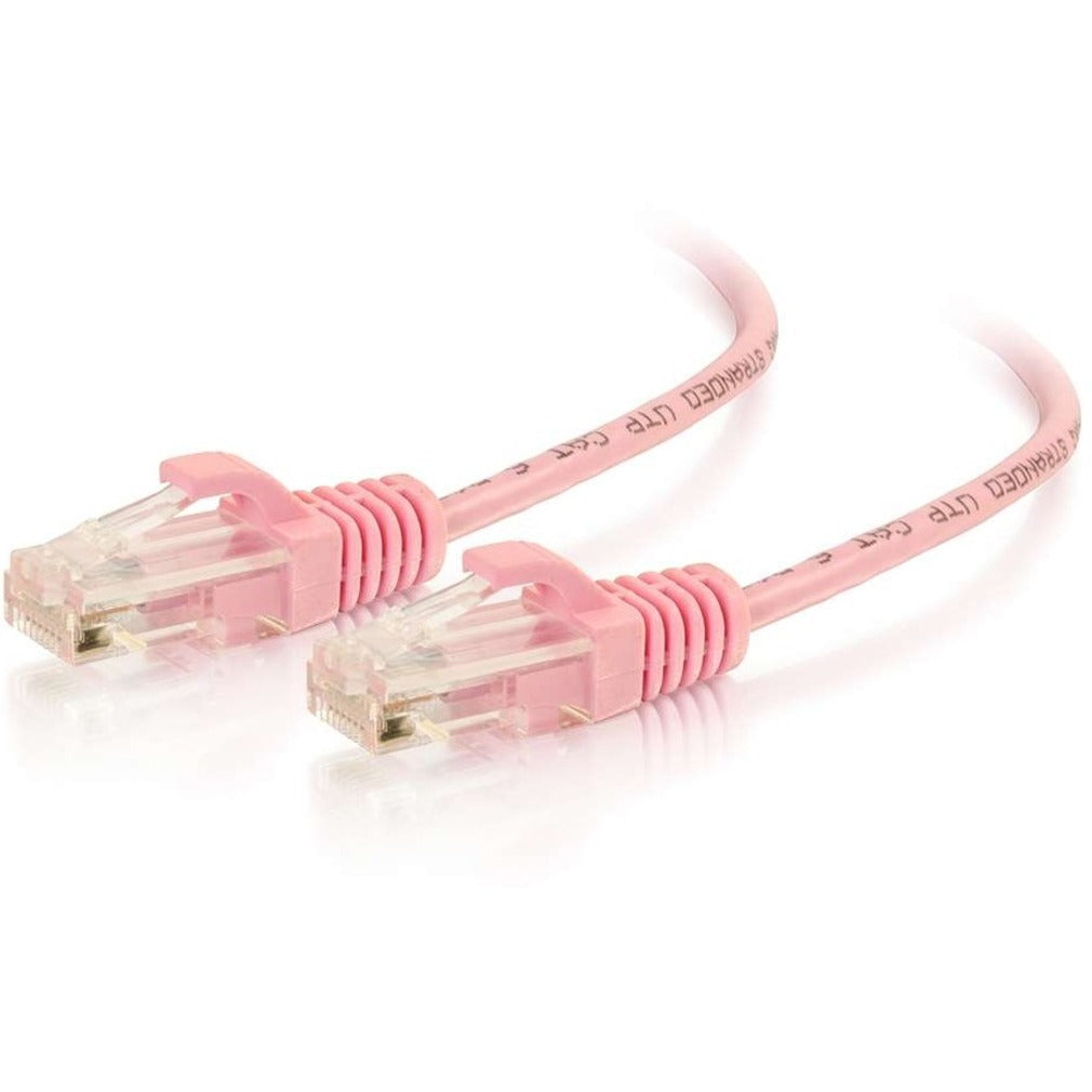C2G 01193 7ft Cat6 Slim Snagless Ethernet Cable - Pink, Lifetime Warranty, Molded, Strain Relief