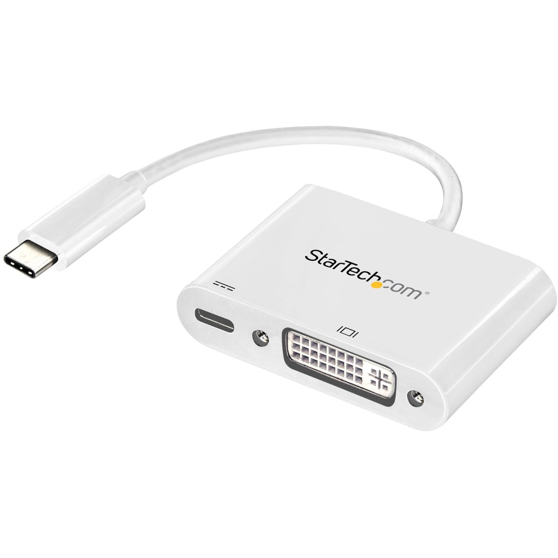StarTech.com CDP2DVIUCPW USB-C to DVI Adapter with Power Delivery, USB Type C Adapter, 1920 x 1200, White