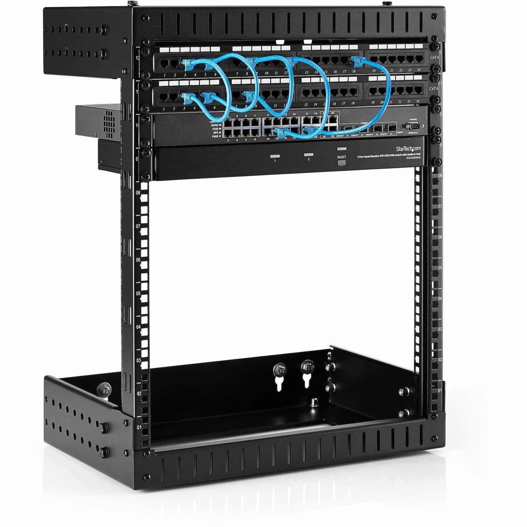 StarTech.com RK12WALLOA 12U Wall Mount Server Rack, Adjustable Mounting Rails, Black
