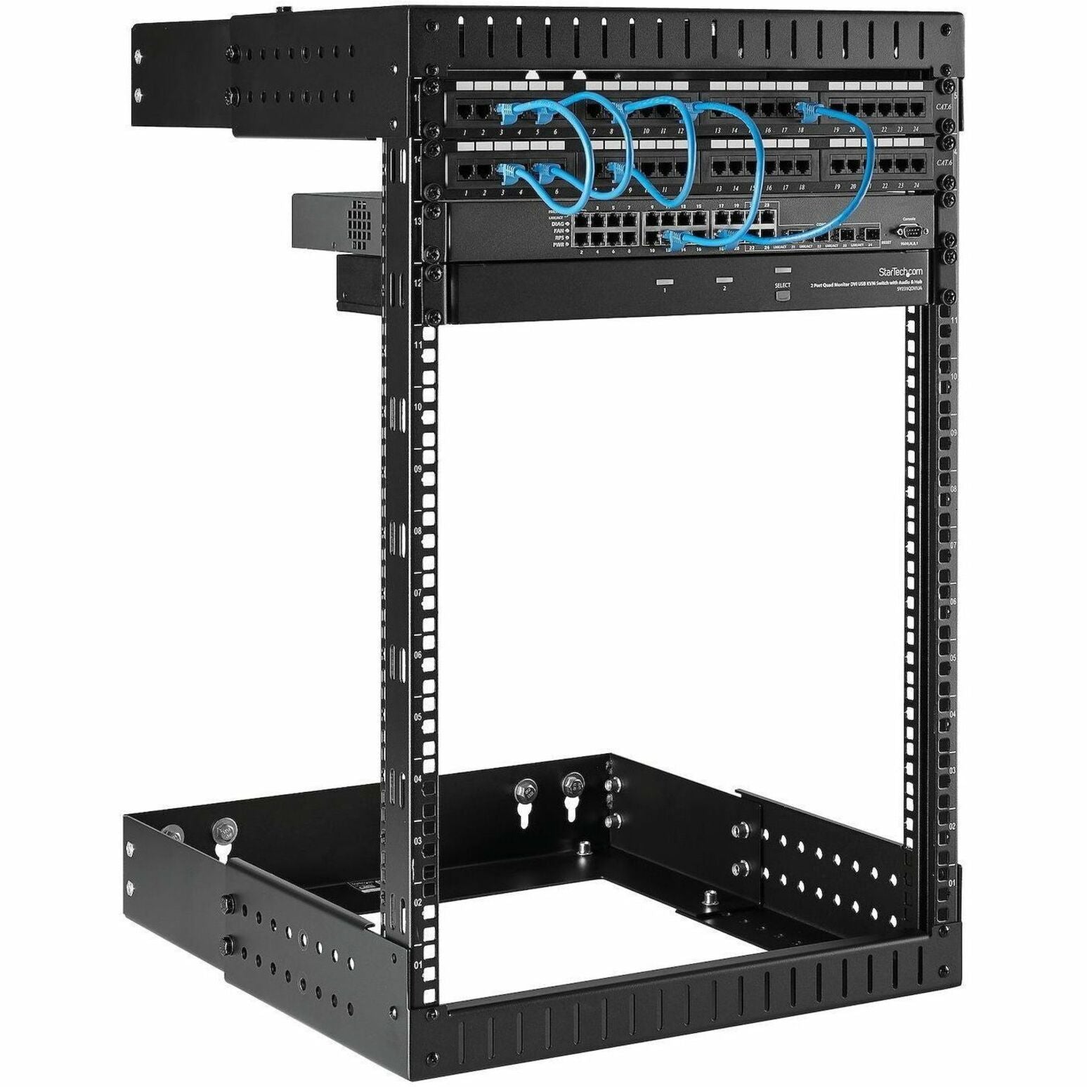 StarTech.com RK15WALLOA 15U Wall Mount Server Rack, Adjustable Mounting Rails, 12-20 in. Depth