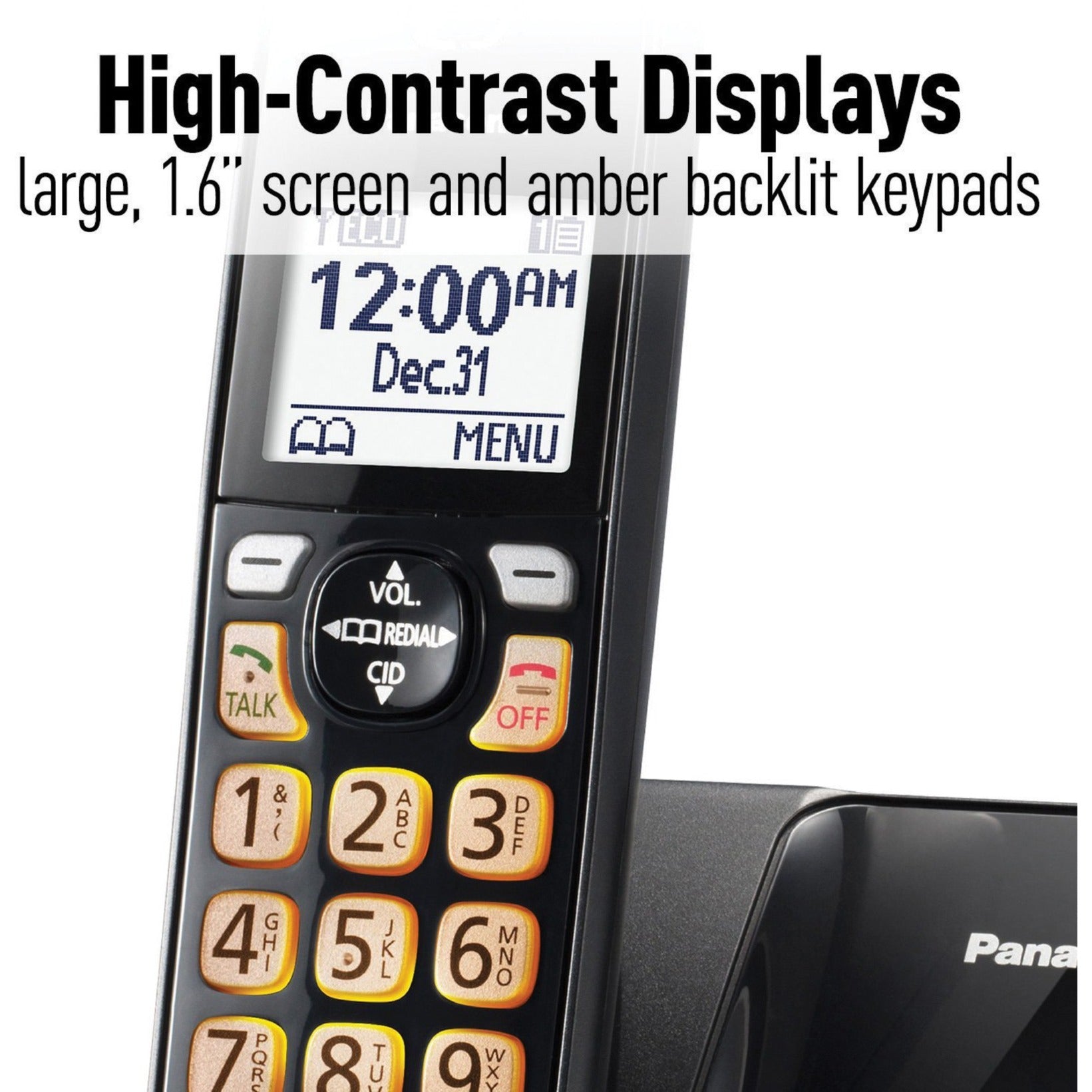 Panasonic KX-TGD510B DECT 6.0 Cordless Phone - Black, Expandable with Call Block, 1 Handset