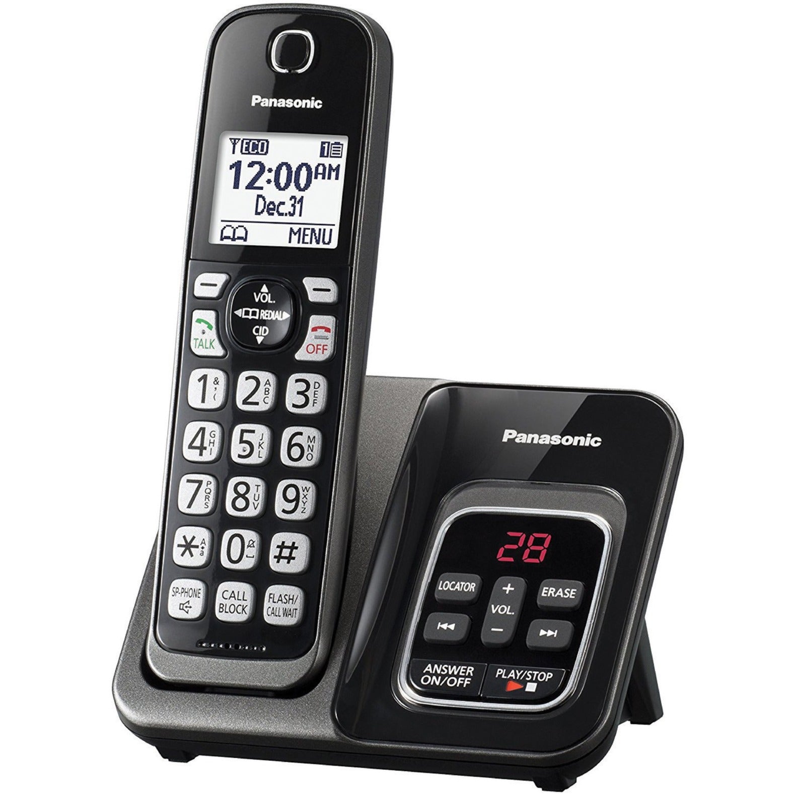 Panasonic KX-TGD530M DECT 6.0 Cordless Phone - Metallic Black, 1.90 GHz, 10 Hour Talk Time