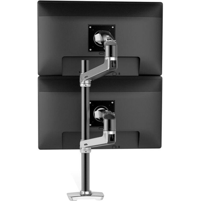 Ergotron 45-549-026 LX Dual Stacking Arm Tall Pole (Polished Aluminum), Swivel, Tilt, Height Adjustable, 40 lb Maximum Load Capacity, 2 Displays Supported, 40" Screen Size Supported