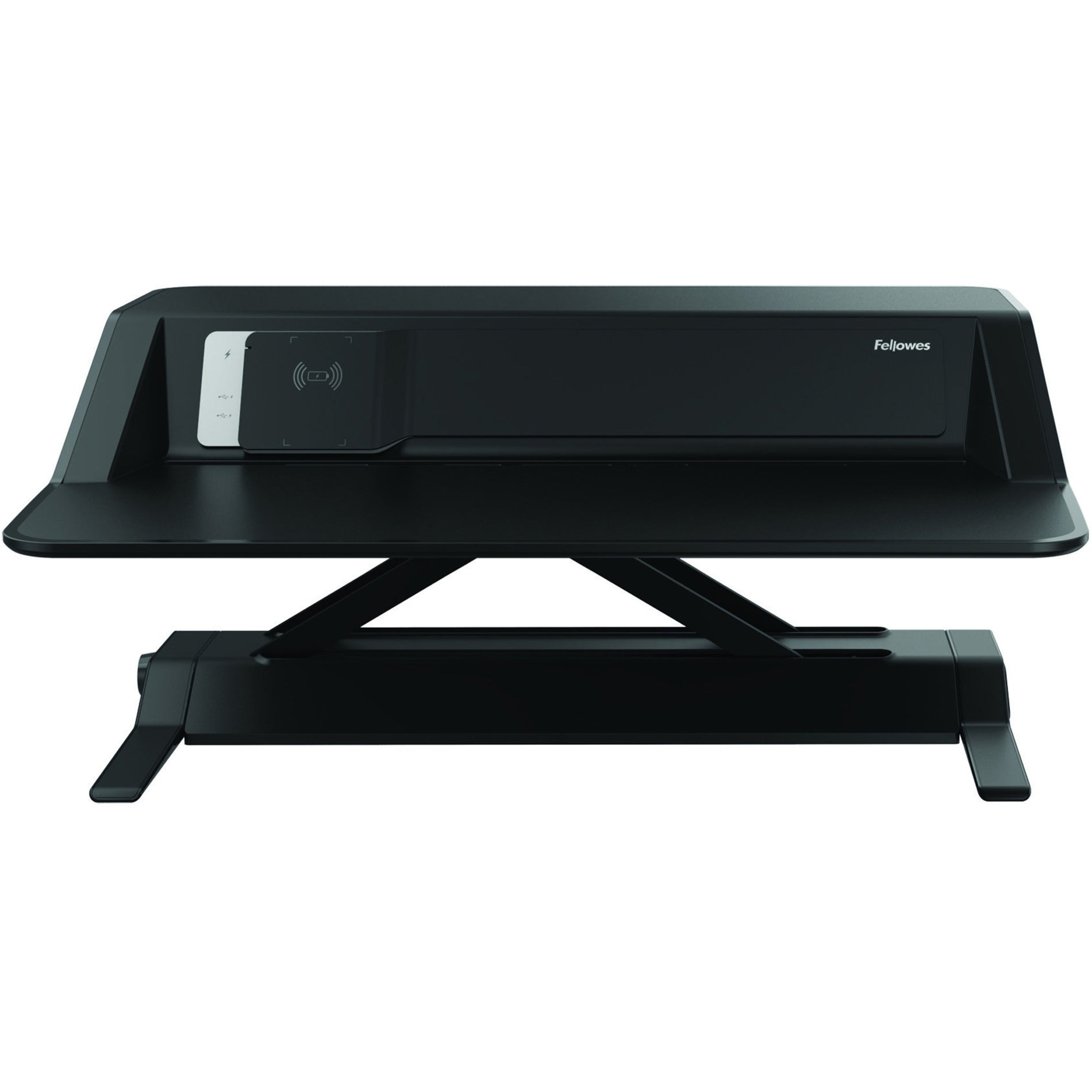 Fellowes 8080301 Lotus DX Sit-Stand Workstation, Black - Antimicrobial, Charge Function, Built-in USB Port