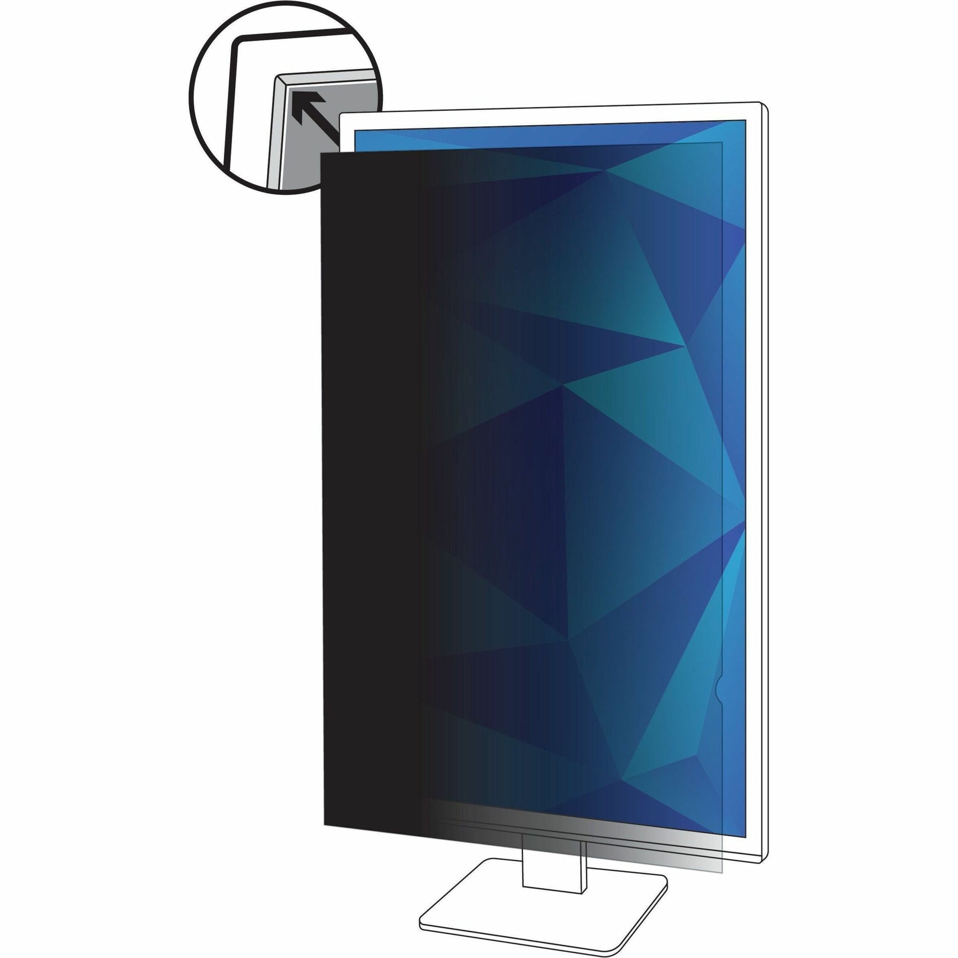 3M PF215W9P Privacy Filter for 21.5" Wide-screen Monitors, Reversible Glossy-to-Anti-glare, Limited Viewing Angle, Easy Clean