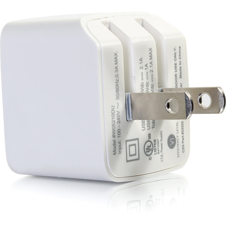 C2G 22322 2-Port USB Wall Charger - Fast Charging Adapter, Compact Design