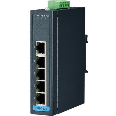 Advantech EKI-2525-BE 5-Port Ethernet Switch, Fast Ethernet Network, Wall Mountable, DIN Rail Mountable