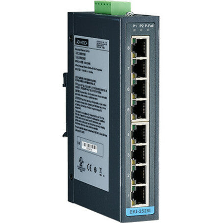 Advantech EKI-2528I-BE 8-Port Ethernet Switch w/ Wide Temp, 10/100Base-TX, DIN Rail Mountable