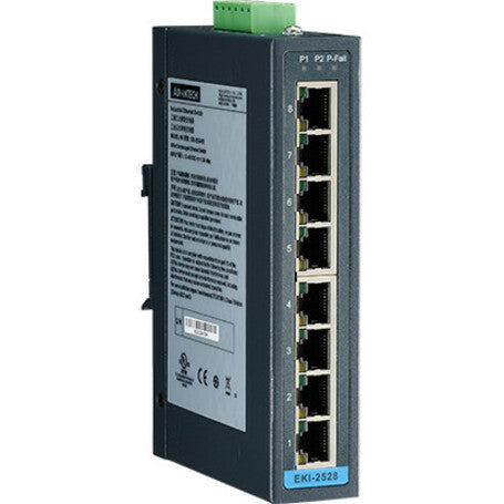 Advantech EKI-2528-BE 8-Port Ethernet Switch, Fast Ethernet, DIN Rail/Wall Mountable