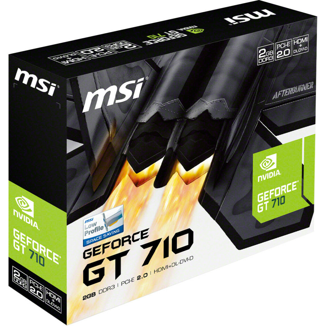 MSI G7102D3P GeForce GT 710 2GD3 LP Graphic Card, 64 bit Bus Width, Fan Cooler, DirectX 12, OpenGL 4.5, 2GB DDR3 SDRAM