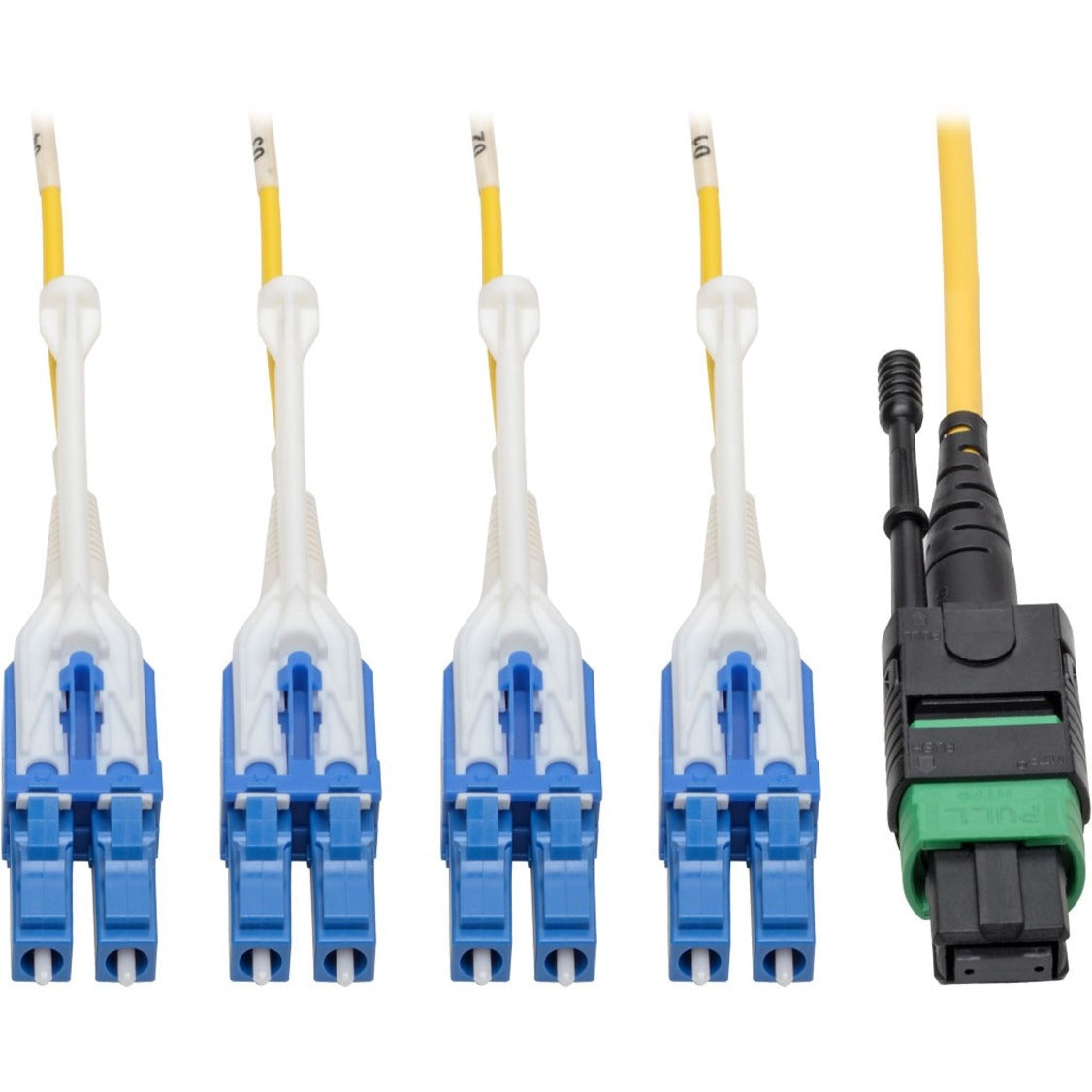 Tripp Lite N390-03M-8LC-AP MTP/MPO to 8xLC Singlemode Breakout Patch Cable, Yellow, 3m, 100 Gbit/s