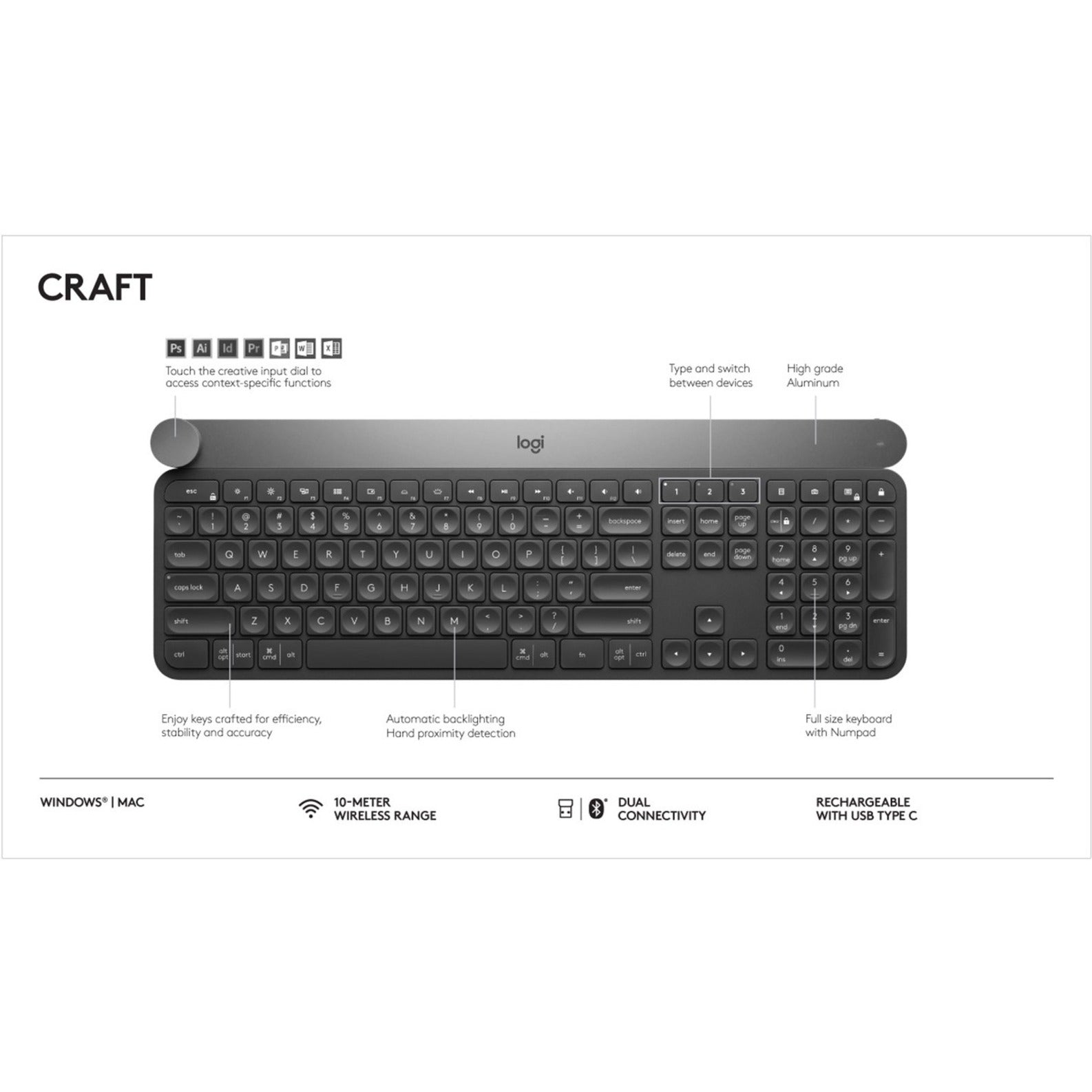 Logitech Craft Advanced Keyboard with Creative Input Dial [Discontinued]