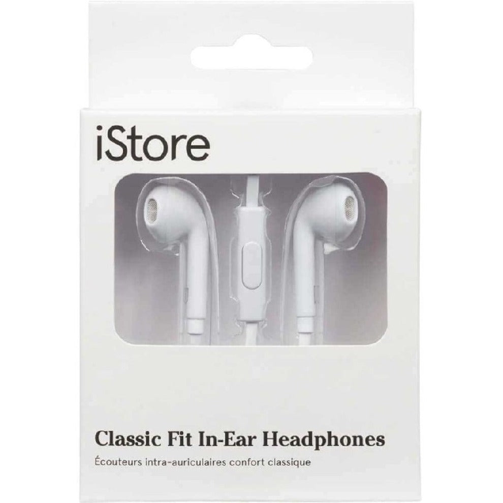 iStore AEH036CAI Classic Fit Earbuds (White), Tangle-free Cable, In-Line Controller