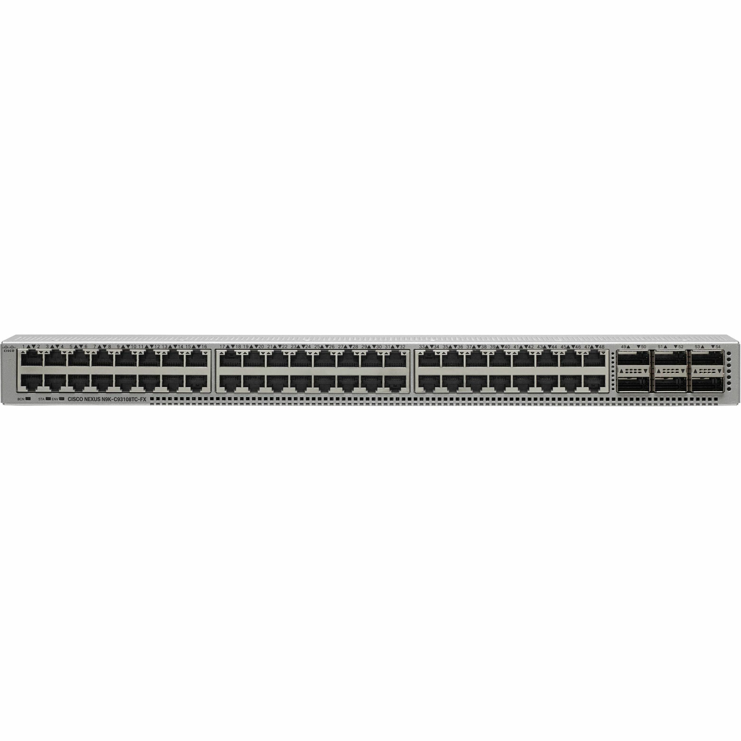 Cisco N9K-C93108TC-FX Nexus 93108TC-FX Ethernet Switch, 48 x 10 Gigabit Ethernet Network, 6 x 100 Gigabit Ethernet Expansion Slot