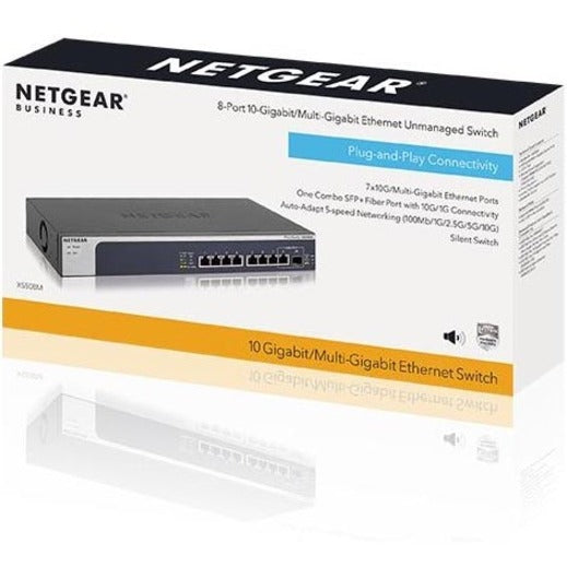 Netgear XS508M-100NAS XS508M Ethernet Switch, 8-Port 10 Gigabit Ethernet Network, 1 x 10 Gigabit Ethernet Expansion Slot, Lifetime Warranty