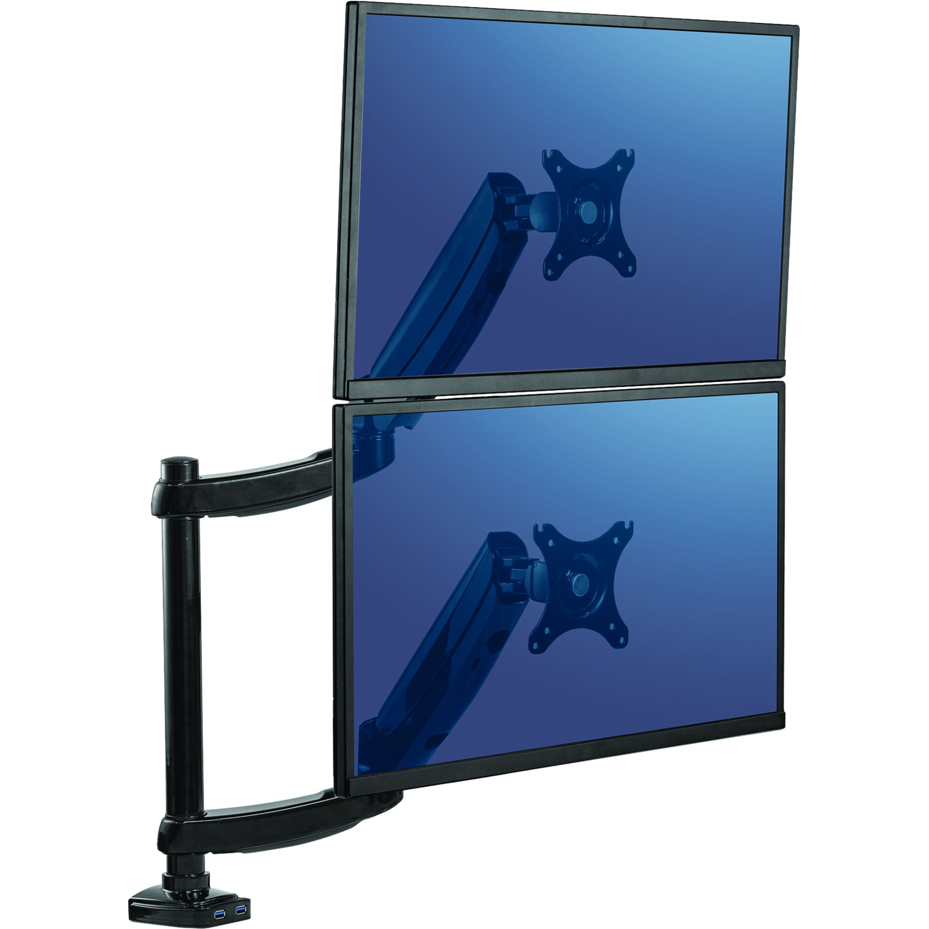 Fellowes 8043401 Platinum Series Dual Stacking Monitor Arm, Supports 2 Monitors up to 27", 44 lb Capacity