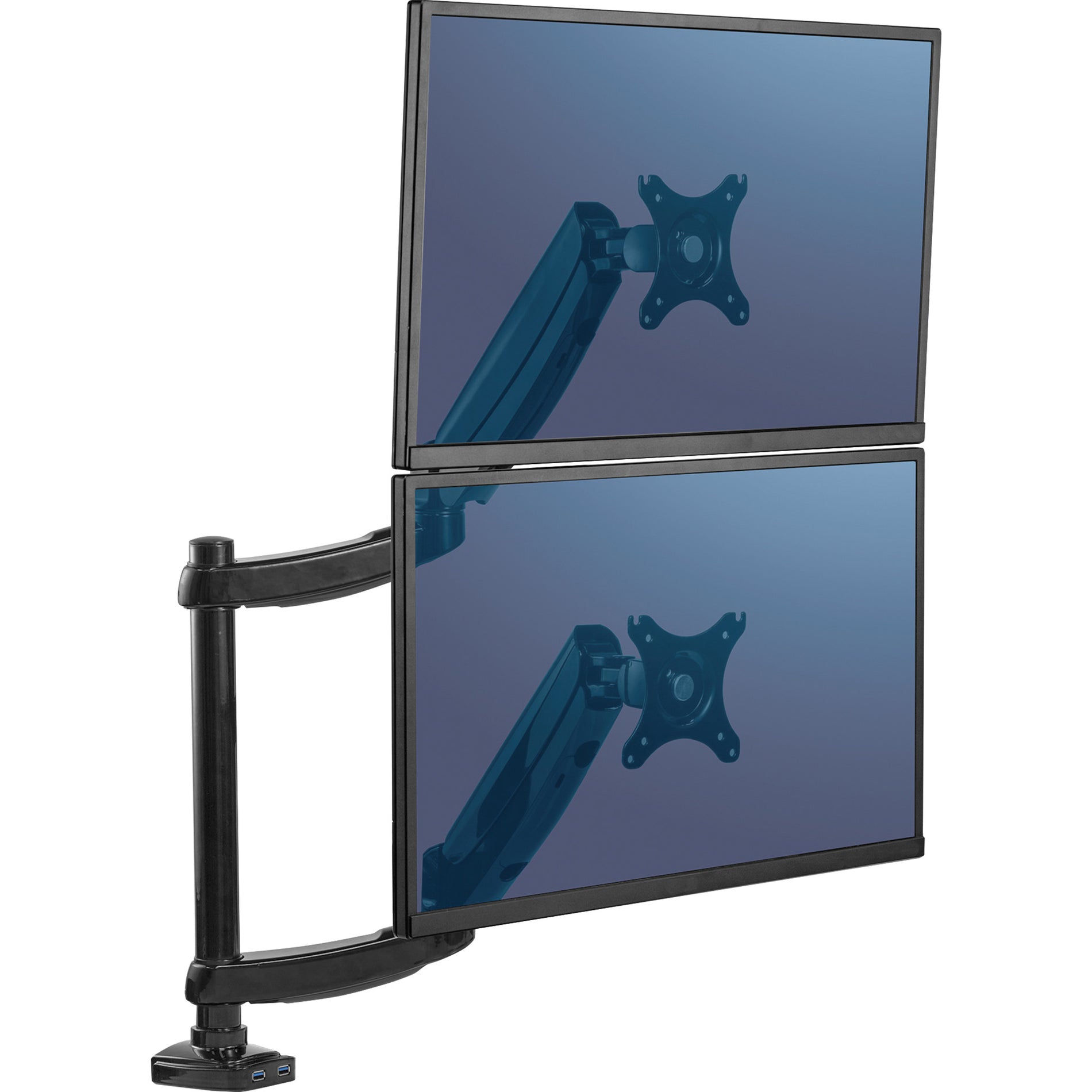 Fellowes 8043401 Platinum Series Dual Stacking Monitor Arm, Supports 2 Monitors up to 27", 44 lb Capacity