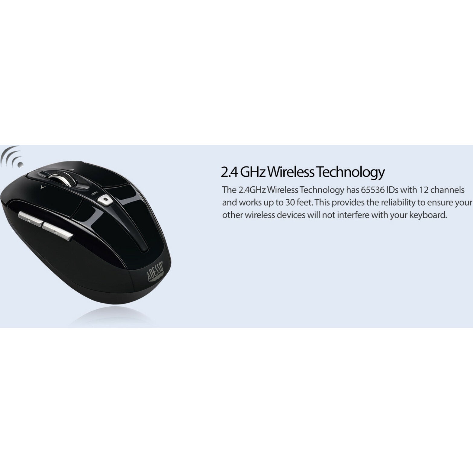 Adesso IMOUSES60B iMouse S60B - 2.4 GHz Wireless Programmable Nano Mouse, Ergonomic Fit, Tilt Wheel, 1600 dpi