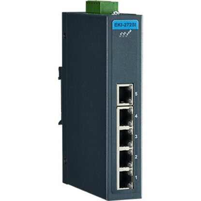Advantech EKI-2725-CE 5-port Ind. Unmanaged GbE Switch, Gigabit Ethernet Network, Wall Mountable, DIN Rail Mountable