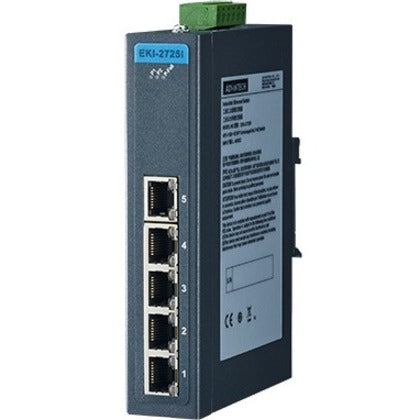 Advantech EKI-2725I-CE Ethernet Device, 5-port Ind. Unmanaged GbE Switch W/T