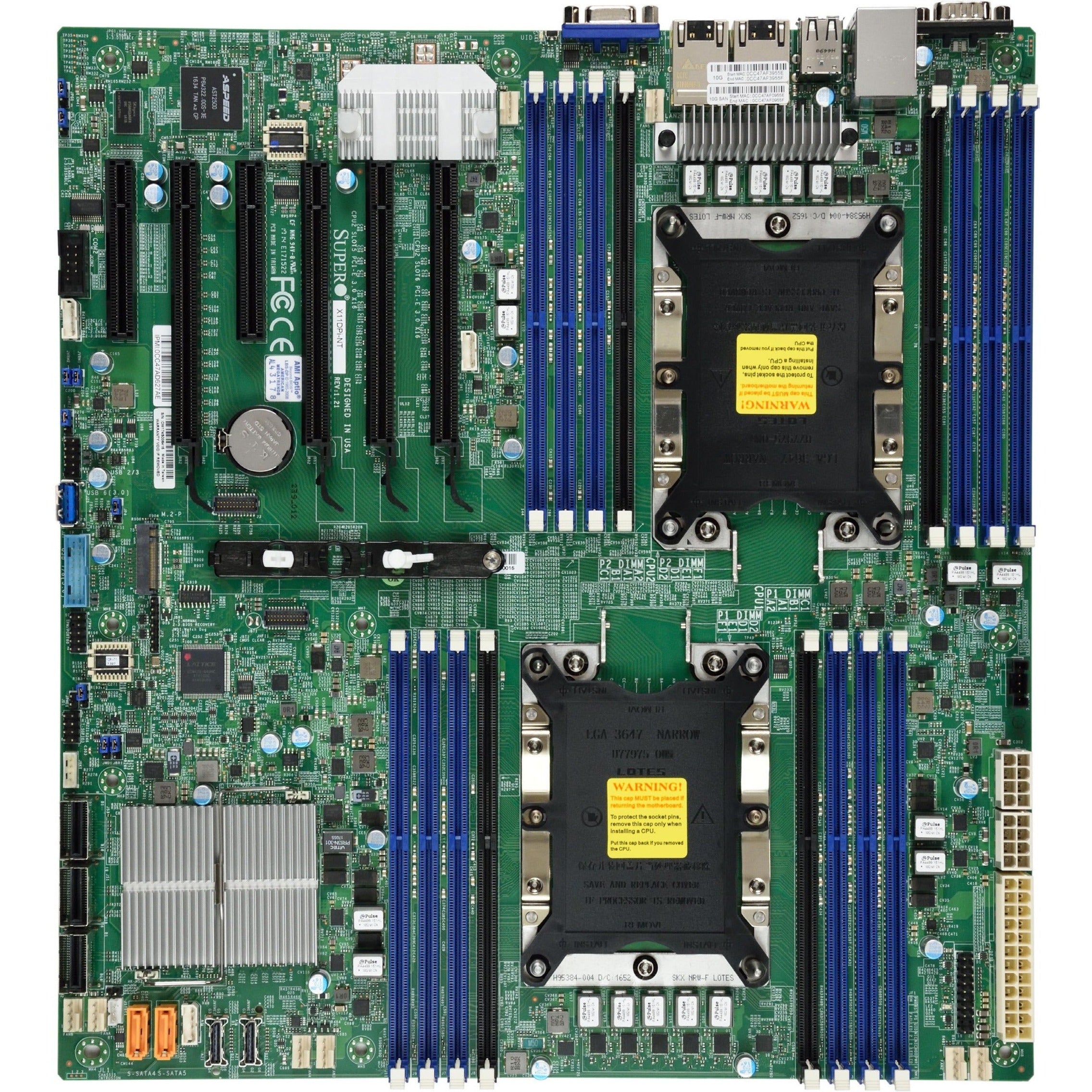 Supermicro MBD-X11DPI-NT-O X11DPI-NT Server Motherboard, C622 DDR4 M2 EATX VGA 2X10GBE 14XSATA NVME RETAIL IN