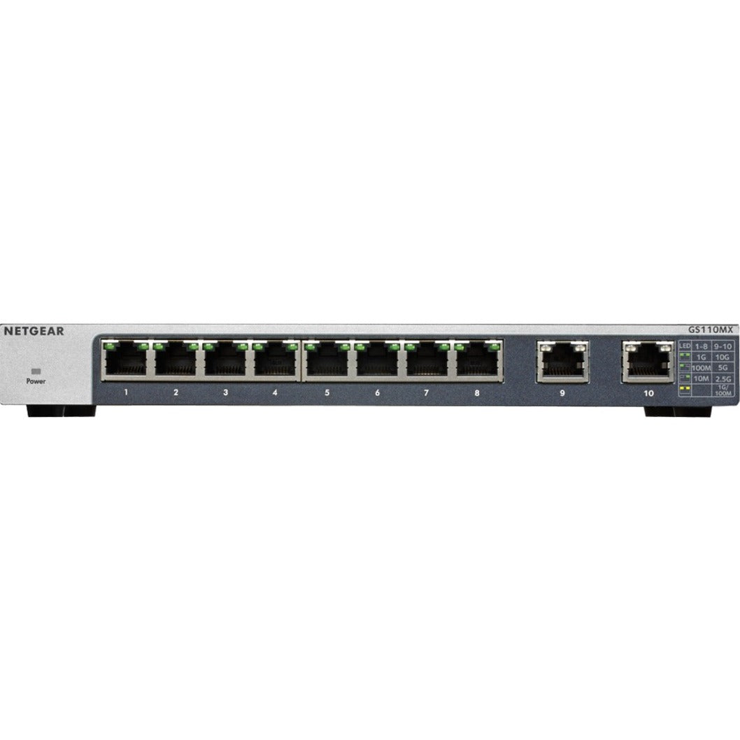 Netgear GS110MX-100NAS GS110MX Ethernet Switch, 8-Port Gigabit and 2-Port 10 Gigabit Ethernet Network