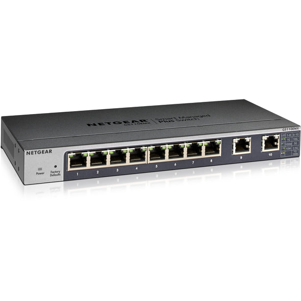 Netgear GS110EMX-100NAS GS110EMX Ethernet Switch 8-Port Gigabit Ethernet with 2 x 10 Gigabit Ethernet Uplink
