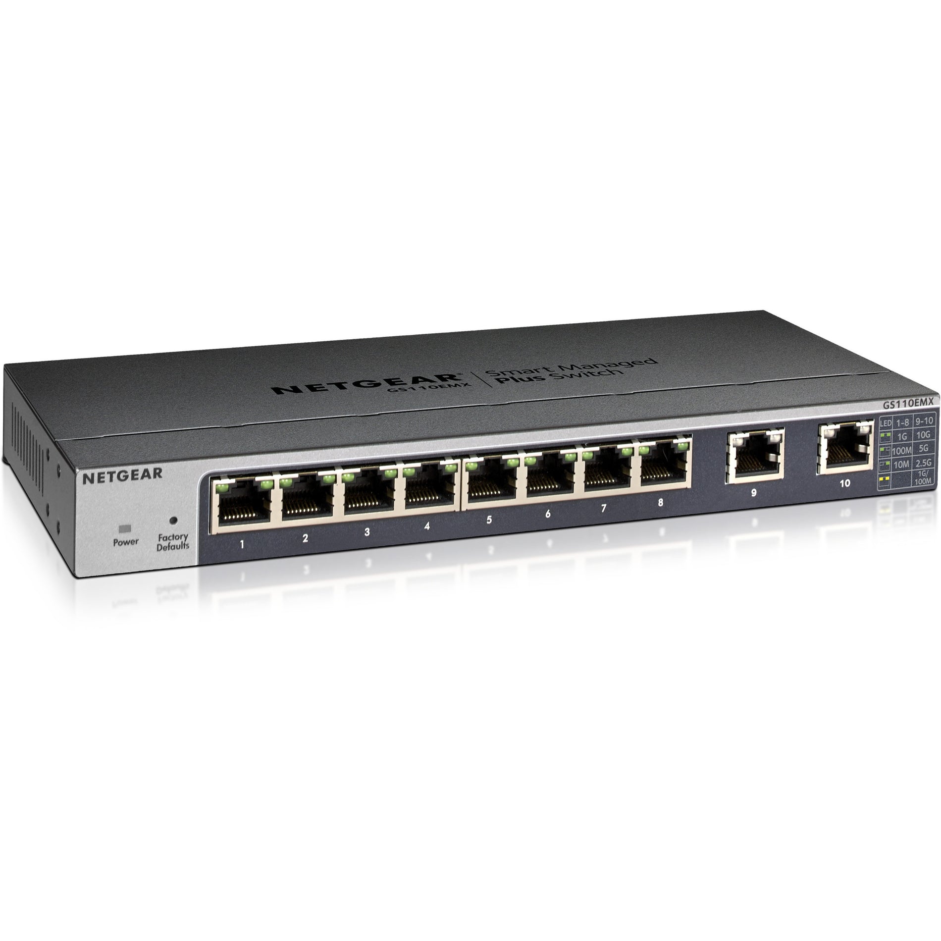 Netgear GS110EMX-100NAS GS110EMX Ethernet Switch, 8-Port Gigabit Ethernet with 2 x 10 Gigabit Ethernet Uplink