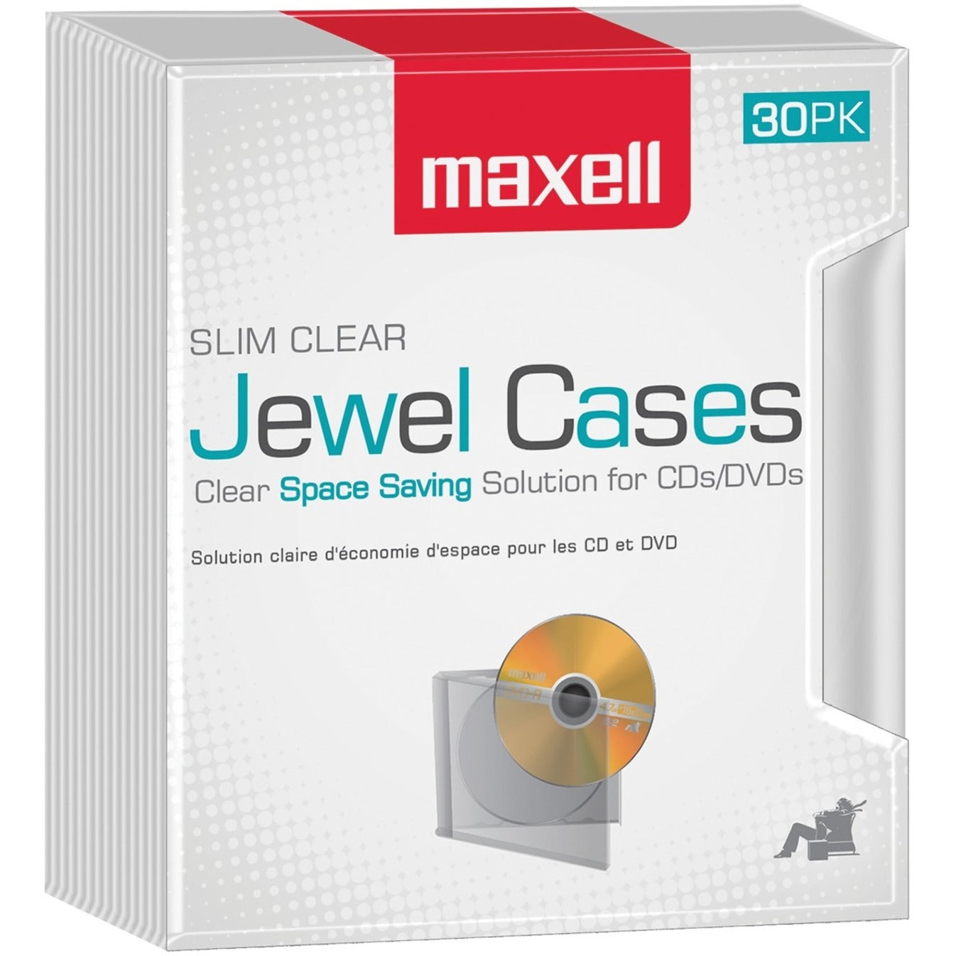 Maxell 190159 Jewel Cases Slim Line - Clear (30 Pack)