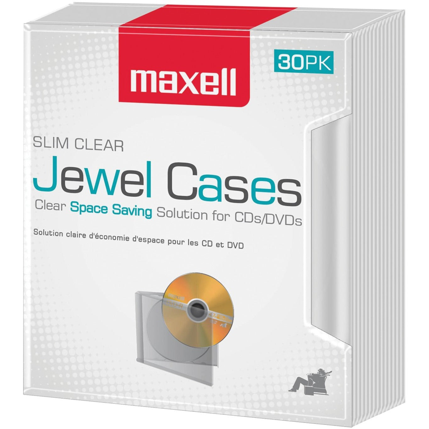 Maxell 190159 Jewel Cases Slim Line - Clear (30 Pack)