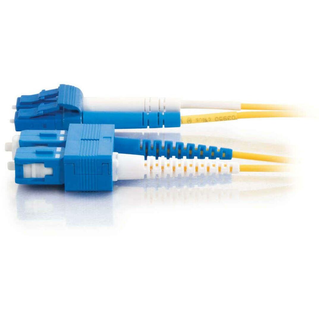 C2G 29190 1m LC-SC 9/125 OS2 Duplex Single-Mode Fiber Optic Cable, Yellow, Lifetime Warranty