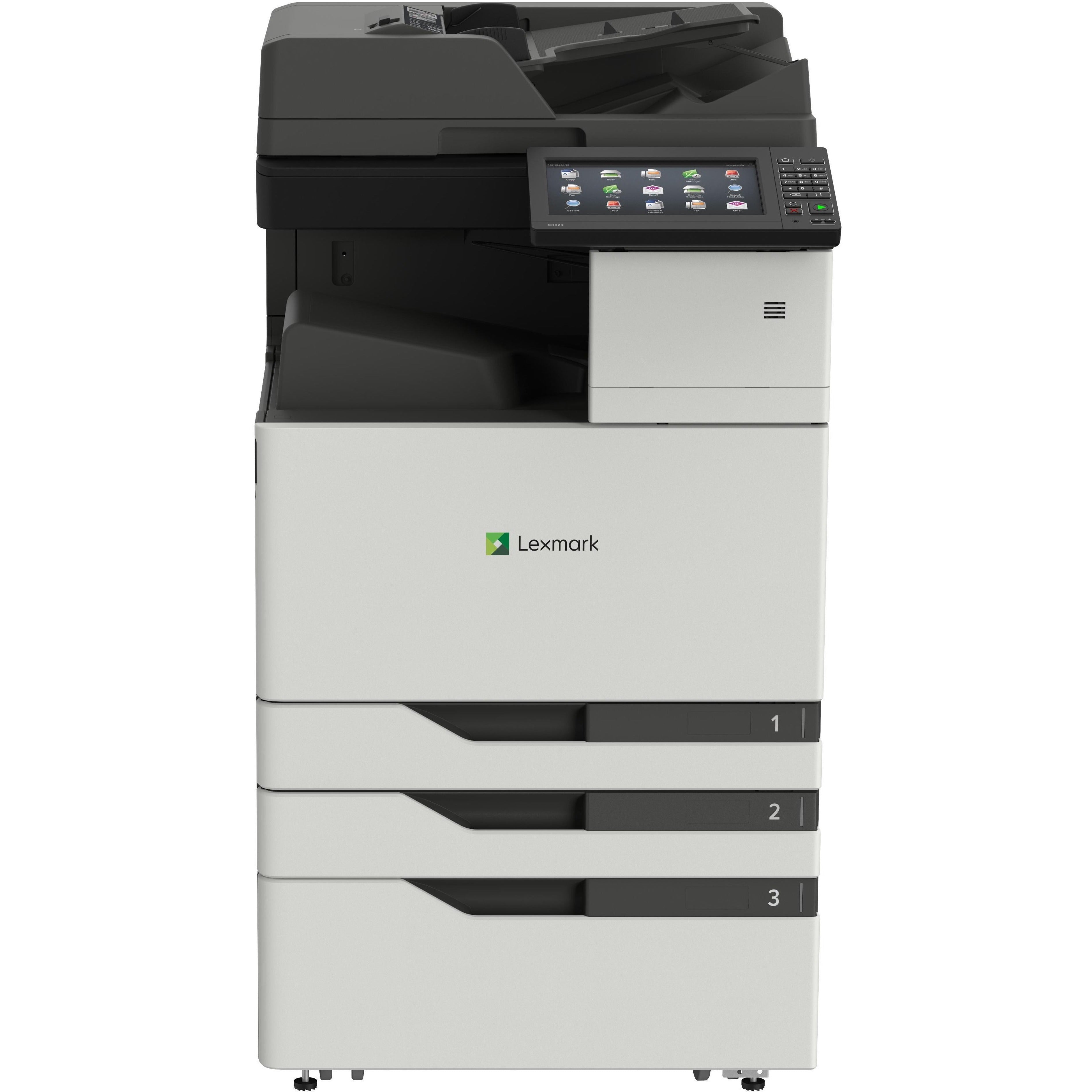 Lexmark 32CT055 CX924dxe Laser Multifunction Printer, Color, Flatbed, 600 dpi, 1 Year Warranty, 275,000 Duty Cycle, 8,000 to 50,000 Monthly Print Volume, Energy Star, TAA Compliant, USB, AC Supply, 120 V AC, 10 Touchscreen