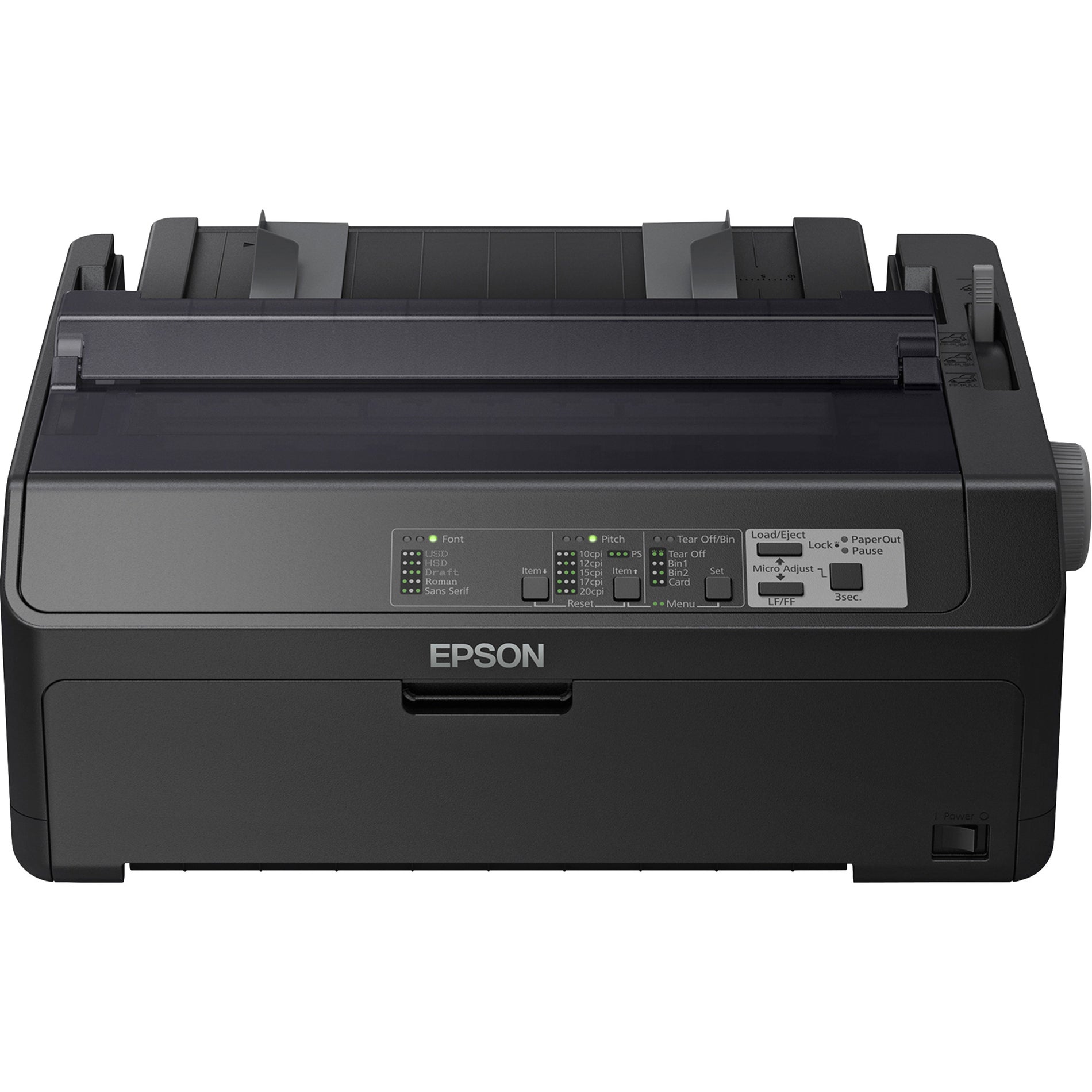 Epson C11CF37201 FX-890II Impact Printer, 9-Pin, Serial Dot Matrix, 55dB, Black/Gray
