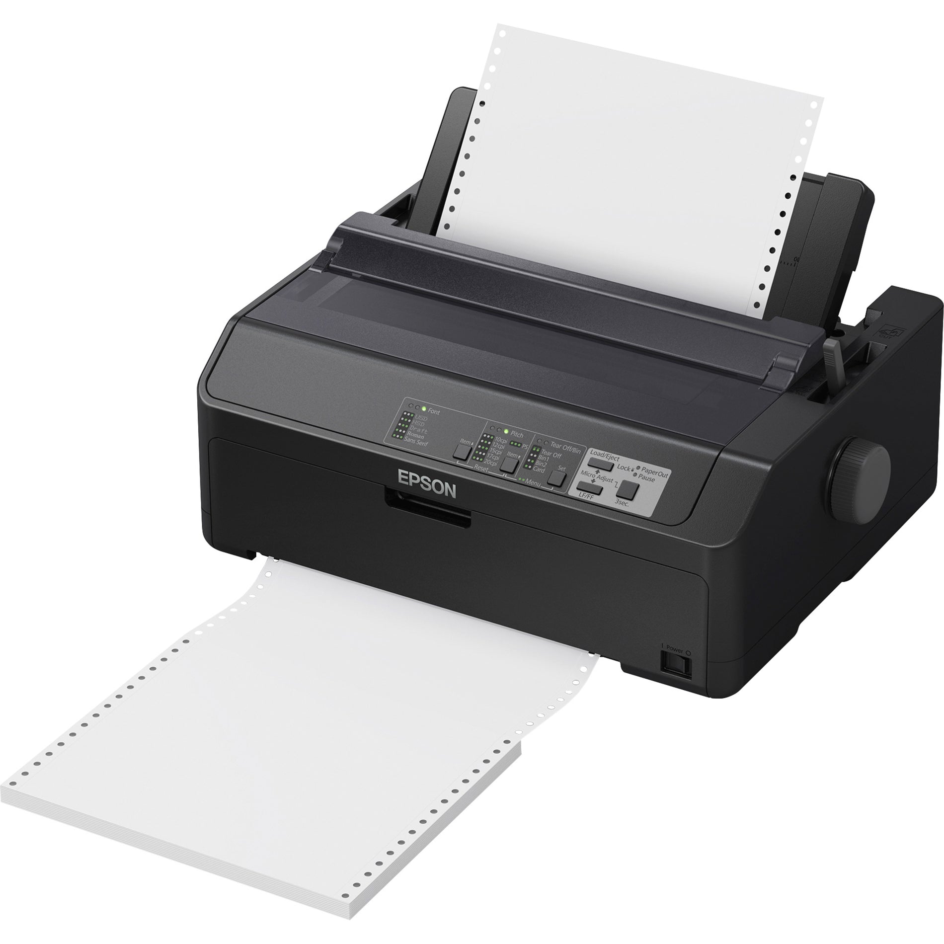 Epson C11CF37201 FX-890II Impact Printer, 9-Pin, Serial Dot Matrix, 55dB, Black/Gray