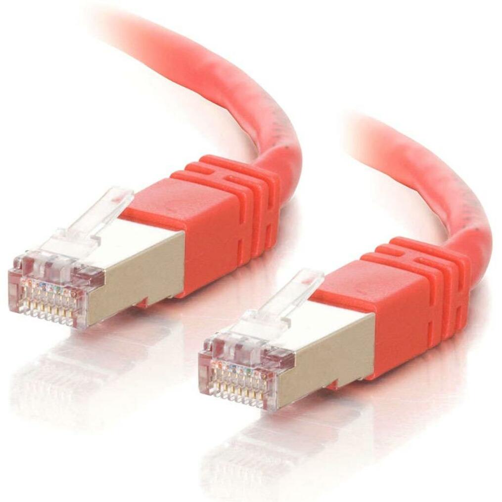C2G 27257 10ft Cat5e Molded Shielded Network Patch Cable, Red