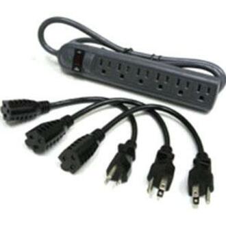 C2G 39995 Port Authority 6 Outlet Surge Suppressor with 3 Outlet Saver Extension Cords, 270 J Surge Energy Rating