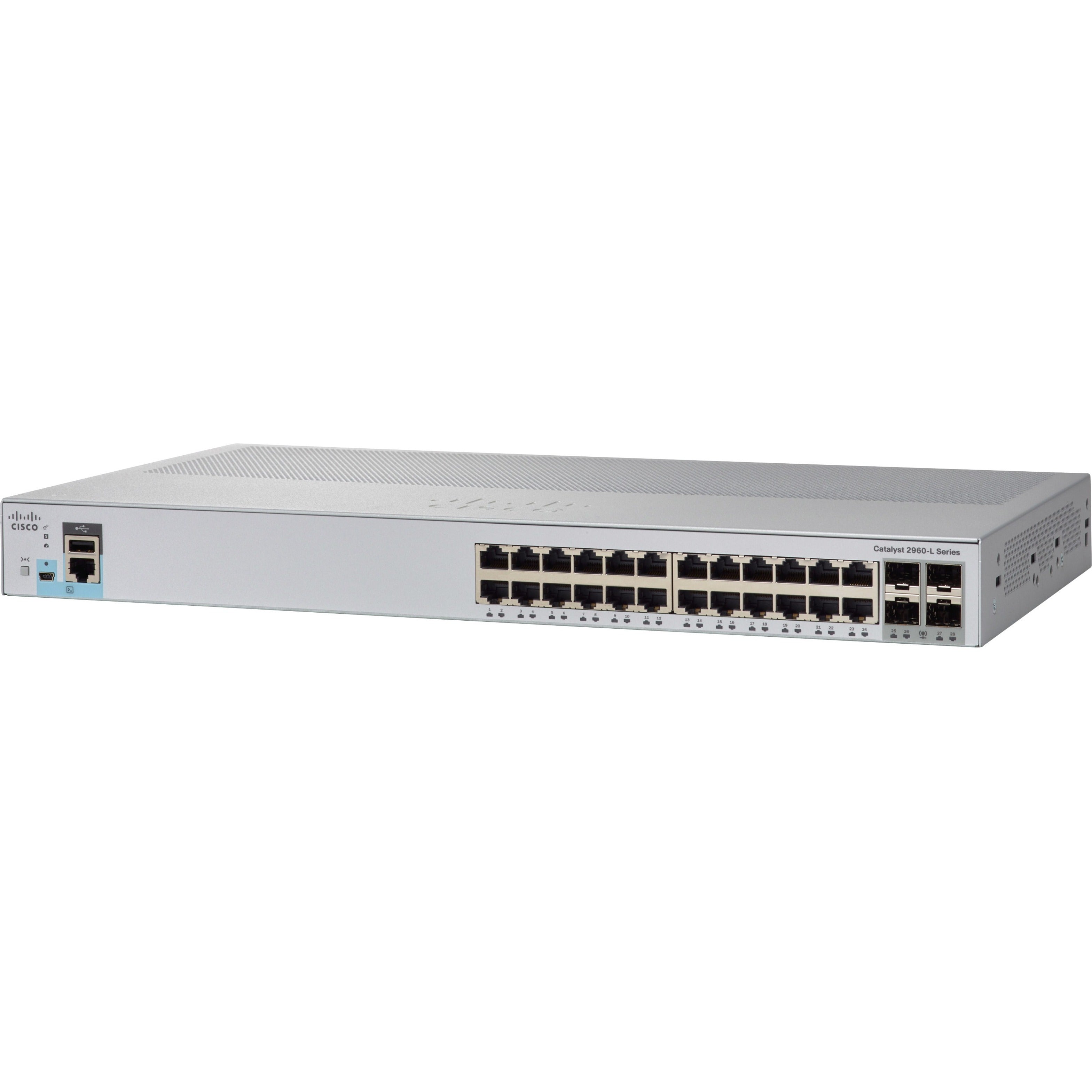 Cisco WS-C2960L-24TQ-LL Catalyst Ethernet Switch, 24 Port Gigabit Ethernet, 4 Port 10 Gigabit Ethernet Uplink